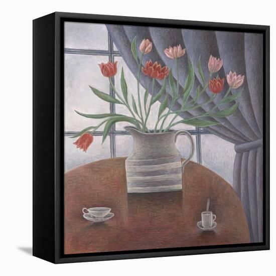 Tulips, Curtain, Cups-Ruth Addinall-Framed Stretched Canvas