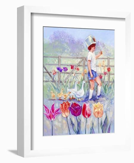 Tulips Garden Gates-Judy Mastrangelo-Framed Giclee Print