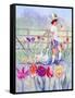 Tulips Garden Gates-Judy Mastrangelo-Framed Stretched Canvas