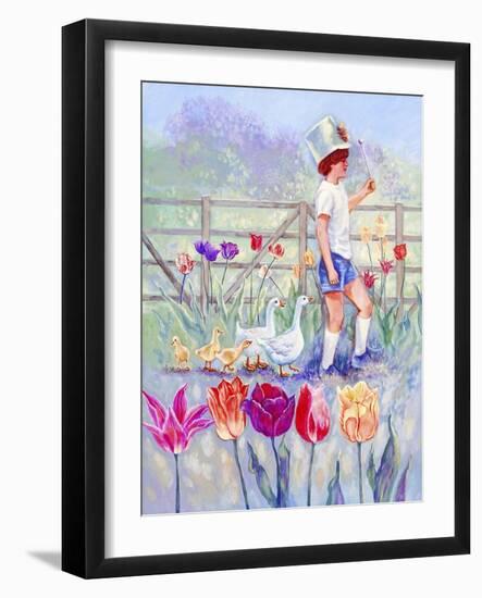 Tulips Garden Gates-Judy Mastrangelo-Framed Giclee Print