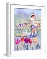 Tulips Garden Gates-Judy Mastrangelo-Framed Giclee Print