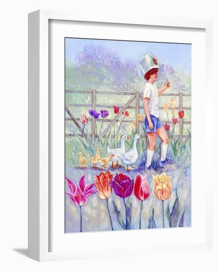 Tulips Garden Gates-Judy Mastrangelo-Framed Giclee Print