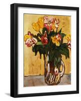 Tulips in a Glass Pitcher, 1910 (Oil on Paper Laid down on Canvas)-Louis Valtat-Framed Giclee Print
