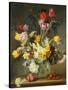 Tulips in a Glass Vase-Albert Williams-Stretched Canvas