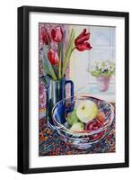 Tulips in a Jug,With a Glass Bowl 2003-Joan Thewsey-Framed Premium Giclee Print