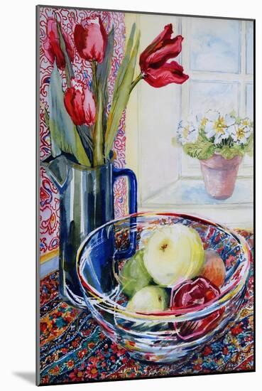 Tulips in a Jug,With a Glass Bowl 2003-Joan Thewsey-Mounted Giclee Print