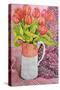 Tulips in a Pink and White Jug, 2005-Joan Thewsey-Stretched Canvas