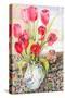 Tulips in a Rye Jug-Joan Thewsey-Stretched Canvas