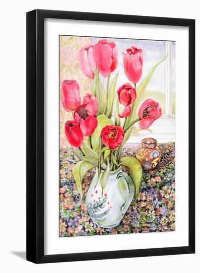 Tulips in a Rye Jug-Joan Thewsey-Framed Giclee Print