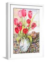 Tulips in a Rye Jug-Joan Thewsey-Framed Giclee Print