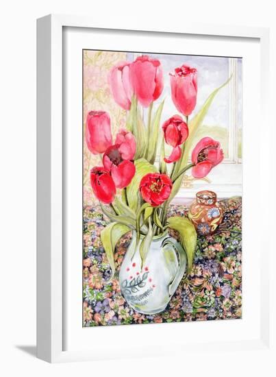 Tulips in a Rye Jug-Joan Thewsey-Framed Giclee Print