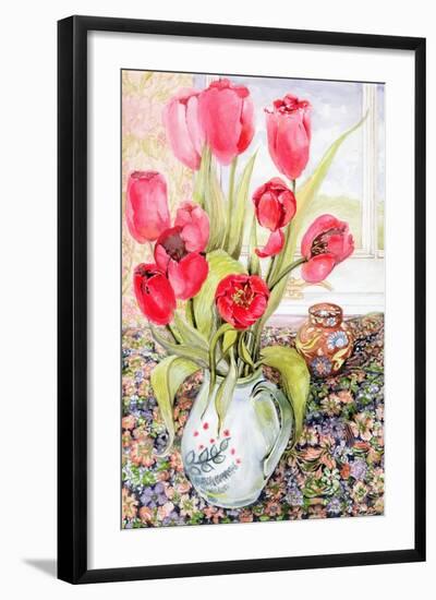 Tulips in a Rye Jug-Joan Thewsey-Framed Giclee Print