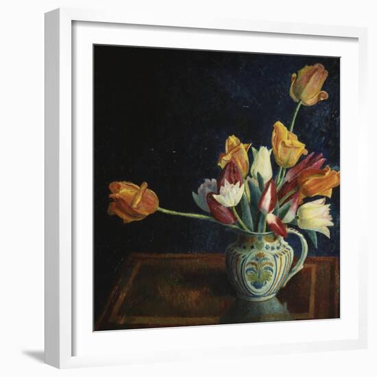 Tulips in a Staffordshire Jug, Catalogue No. 210C-Dora Carrington-Framed Giclee Print