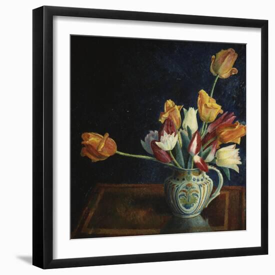 Tulips in a Staffordshire Jug, Catalogue No. 210C-Dora Carrington-Framed Giclee Print