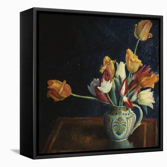 Tulips in a Staffordshire Jug-Dora Carrington-Framed Stretched Canvas