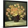 Tulips in a Vase on a Draped Table (detail)-Peter Johan Schou-Framed Giclee Print