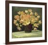 Tulips in a Vase on a Draped Table-Peter Johan Schou-Framed Premium Giclee Print