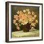 Tulips in a Vase on a Draped Table-Peter Johan Schou-Framed Giclee Print