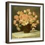 Tulips in a Vase on a Draped Table-Peter Johan Schou-Framed Giclee Print