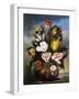 Tulips in a Vase, with a Caterpillar, a Snail, and a Fly, on a Plinth in a Landscape-James Sillett-Framed Giclee Print