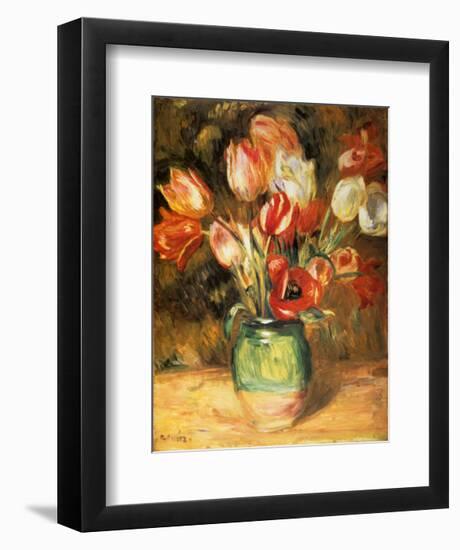 Tulips in a Vase-Pierre-Auguste Renoir-Framed Art Print