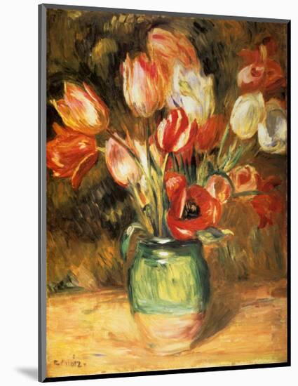 Tulips in a Vase-Pierre-Auguste Renoir-Mounted Art Print