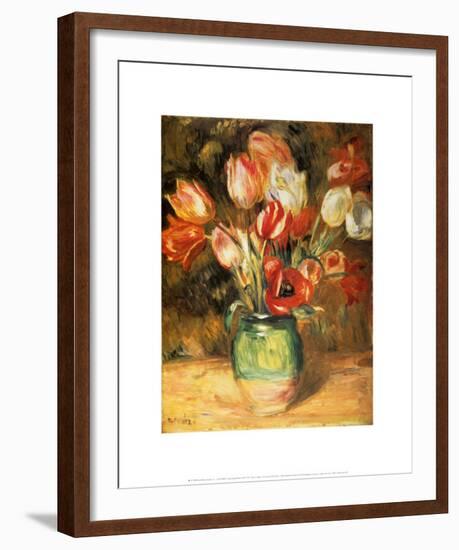 Tulips in a Vase-Pierre-Auguste Renoir-Framed Art Print