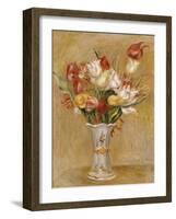 Tulips in a White Vase-Pierre-Auguste Renoir-Framed Giclee Print