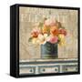 Tulips in Teal and Gold Hatbox-Danhui Nai-Framed Stretched Canvas