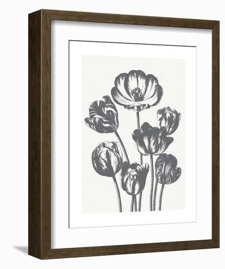 Tulips (Ivory & Gray)-Botanical Series-Framed Art Print