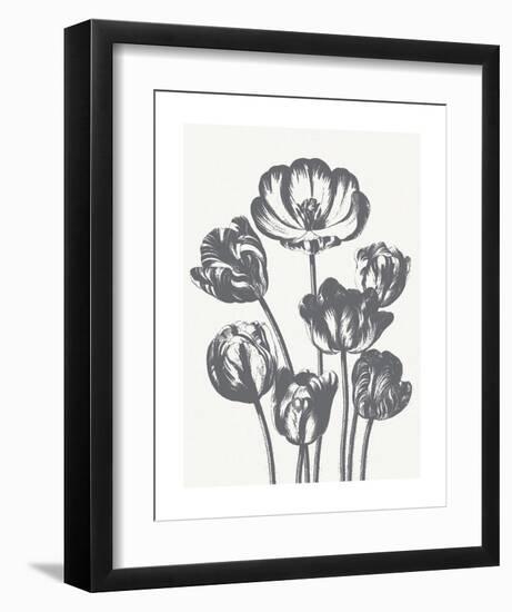 Tulips (Ivory & Gray)-Botanical Series-Framed Art Print