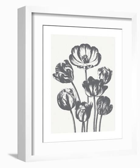 Tulips (Ivory & Gray)-Botanical Series-Framed Art Print