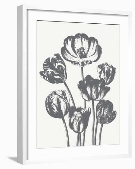 Tulips (Ivory & Gray)-Botanical Series-Framed Art Print