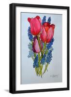Tulips, Muscari and Forget-me-nots,2002-Joan Thewsey-Framed Giclee Print
