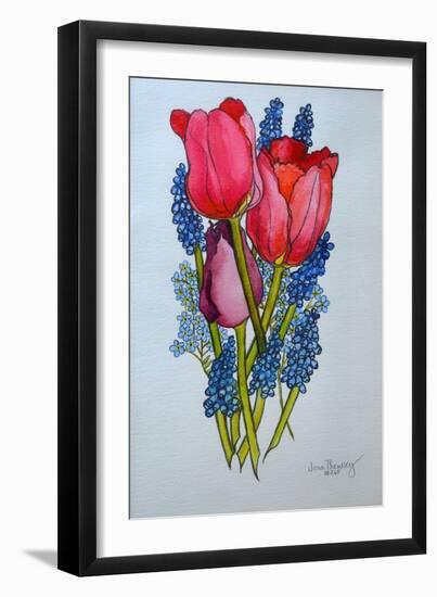 Tulips, Muscari and Forget-me-nots,2002-Joan Thewsey-Framed Giclee Print