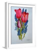 Tulips, Muscari and Forget-me-nots,2002-Joan Thewsey-Framed Giclee Print