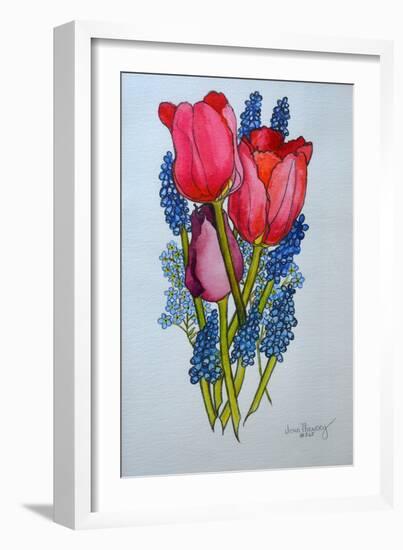 Tulips, Muscari and Forget-me-nots,2002-Joan Thewsey-Framed Giclee Print