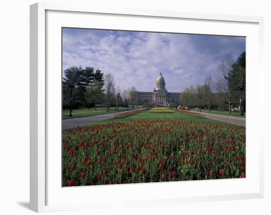 Tulips of State Capital Building, Frankfurt, Kentucky, USA-Adam Jones-Framed Photographic Print