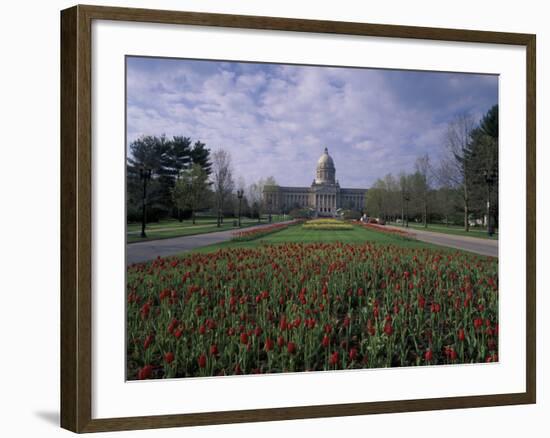 Tulips of State Capital Building, Frankfurt, Kentucky, USA-Adam Jones-Framed Photographic Print