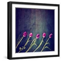 Tulips on a Wooden Board-graphicphoto-Framed Art Print