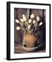 Tulips on Bench-Laurie Eastwood-Framed Art Print