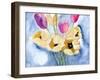 Tulips on Mom's Dining Table, C.2016 (Casein and Watercolor on Paper)-Janel Bragg-Framed Giclee Print