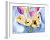 Tulips on Mom's Dining Table, C.2016 (Casein and Watercolor on Paper)-Janel Bragg-Framed Giclee Print