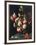 Tulips, Peonies, a Lily, Iris and Other Flowers in a Glass Vase, in a Niche, 1619-Jean-Baptiste-Camille Corot-Framed Premium Giclee Print