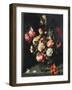 Tulips, Peonies, a Lily, Iris and Other Flowers in a Glass Vase, in a Niche, 1619-Jean-Baptiste-Camille Corot-Framed Giclee Print