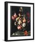 Tulips, Peonies, a Lily, Iris and Other Flowers in a Glass Vase, in a Niche, 1619-Jean-Baptiste-Camille Corot-Framed Giclee Print