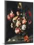 Tulips, Peonies, a Lily, Iris and Other Flowers in a Glass Vase, in a Niche, 1619-Jean-Baptiste-Camille Corot-Mounted Giclee Print