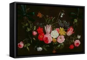 Tulips, Peonies and Butterflies-Jan Van, The Elder Kessel-Framed Stretched Canvas