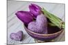 Tulips, Purple, Bowl, Hearts-Andrea Haase-Mounted Photographic Print