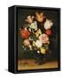 Tulips, Roses and Other Flowers in a Glass Vase-Balthasar van der Ast-Framed Stretched Canvas